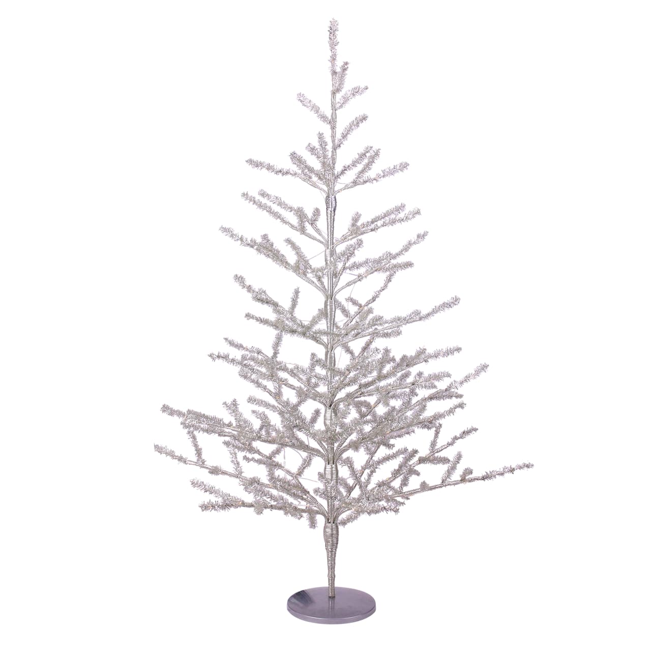 3ft. Pre-Lit Silver Tinsel Twig Artificial Christmas Tree, Warm White LED Lights